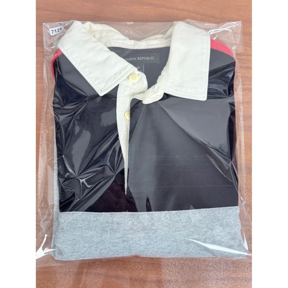 Banana Republic Long-Sleeve Colorblock Rugby Shirt Embroidered Under Collar M